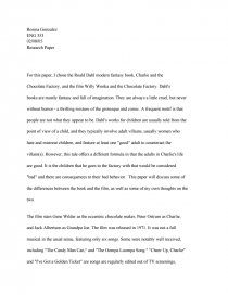 Comparison Of Charlie And The Chocolate Factory Book Vs Movie Essay