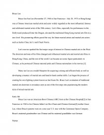 Реферат: Bruce Lee Essay Research Paper Bruce Lee